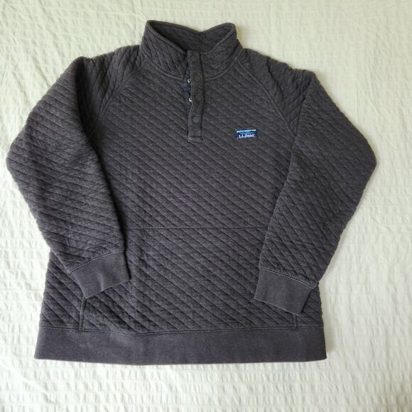 LL Bean Sweater Mens Medium Gray Traditional Fit 1/4 Snap Fleece Pullover - Picture 1 of 8